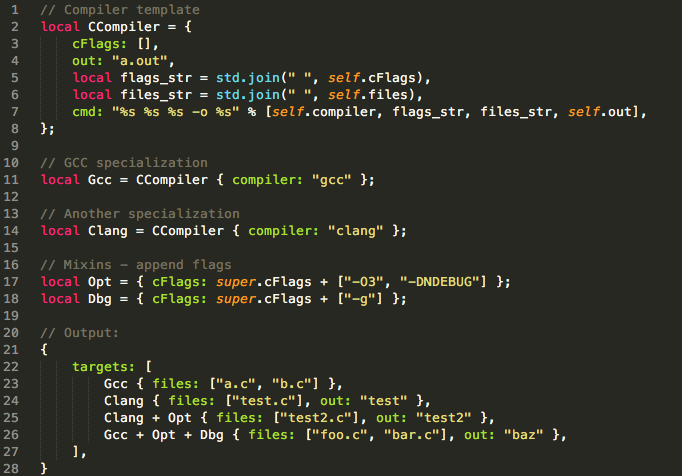 screenshot of Jsonnet syntax highlighting