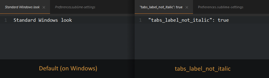 Afterglow tabs not italic